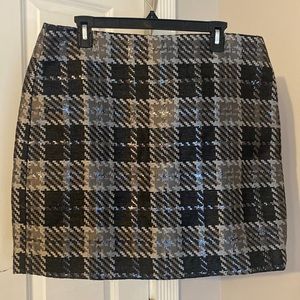 Black and silver plaid skirt - LOFT